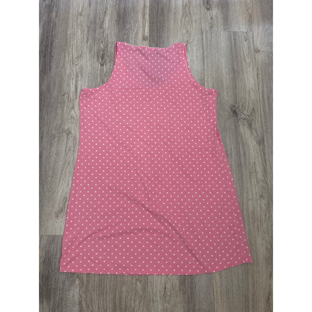 Lauren Ralph‎ Lauren Pink Polka Dot Tank Nightgown Size XL Scoop Neck Cotton - Picture 7 of 7